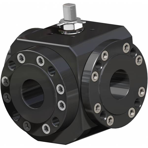 Válvula de esfera MAGNUM Split Wafer 3 vias 4 Guarnições PN 16-40 ANSI 150 aço carbono